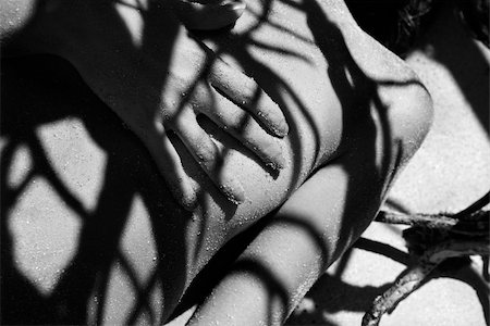 simsearch:400-04955255,k - Pretty Filipino nude young woman on beach in tree shadows in Maui, Hawaii. Stockbilder - Microstock & Abonnement, Bildnummer: 400-04955260