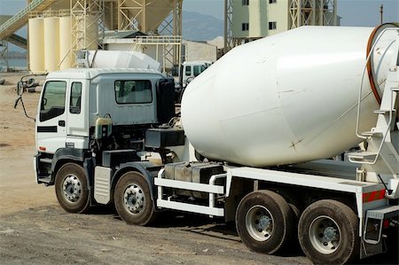 Cememt mixer trucks in the plant Stock Photo - Budget Royalty-Free & Subscription, Code: 400-04955437