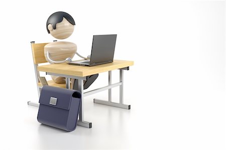 prodigio - A boy sits at the computer. 3d model Fotografie stock - Microstock e Abbonamento, Codice: 400-04955528