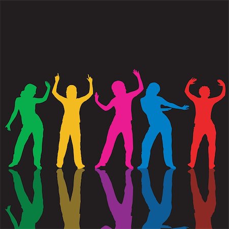 Silhouettes of different people dancing Stock Photo - Budget Royalty-Free & Subscription, Code: 400-04955603