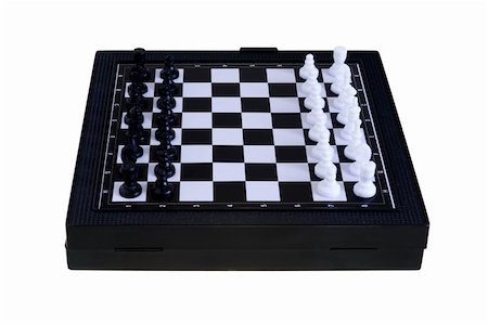 simsearch:400-05070051,k - Compact Chess Board Set Up to Begin a Game. Isolated on White Stock Photo - Budget Royalty-Free & Subscription, Code: 400-04955785
