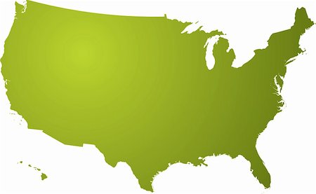 Illustration of a map of the us in different shades of green isolated on a white background Stock Photo - Budget Royalty-Free & Subscription, Code: 400-04955916