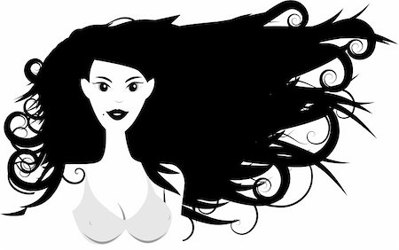 simsearch:400-04364845,k - Vector - Girl in bikini posing with wind blowing in her hair, copy space to insert your text. Foto de stock - Royalty-Free Super Valor e Assinatura, Número: 400-04956329