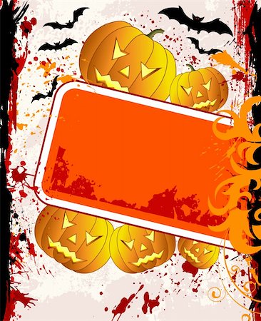 simsearch:400-04459878,k - Halloween background with bats & pumpkin, vector illustration Foto de stock - Super Valor sin royalties y Suscripción, Código: 400-04957097