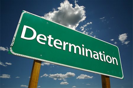 simsearch:400-04628504,k - "Determination" Road Sign with dramatic blue sky and clouds. Foto de stock - Royalty-Free Super Valor e Assinatura, Número: 400-04957110