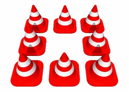 simsearch:400-08093747,k - Traffic cones forming a square Stockbilder - Microstock & Abonnement, Bildnummer: 400-04957175