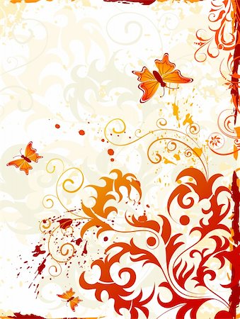 simsearch:400-04459878,k - Grunge paint floral background with butterfly, element for design, vector illustration Foto de stock - Super Valor sin royalties y Suscripción, Código: 400-04958223