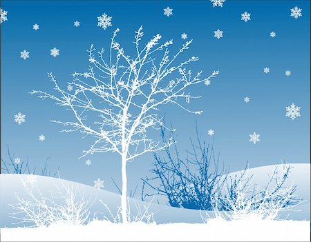 simsearch:400-05380726,k - winter landscape / vector background / snowflakes and tree Stock Photo - Budget Royalty-Free & Subscription, Code: 400-04958411