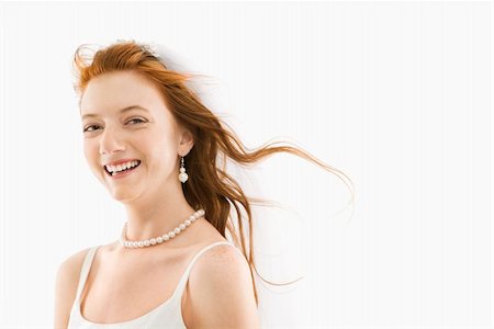 simsearch:400-04950359,k - Portrait of Caucasian bride with blowing hair. Stock Photo - Budget Royalty-Free & Subscription, Code: 400-04950352