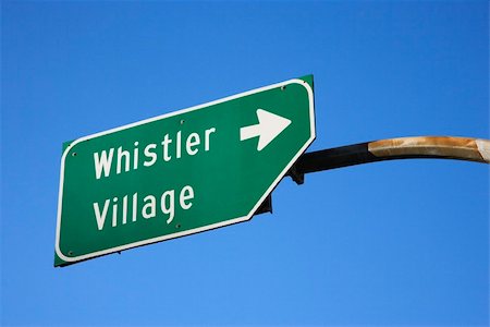 road sign, canada - Sign for Whistler Village. Stock Photo - Budget Royalty-Free & Subscription, Code: 400-04951033
