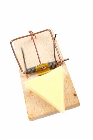 simsearch:400-03992981,k - A mousetrap with cheese, reflected on white background Stock Photo - Budget Royalty-Free & Subscription, Code: 400-04951502