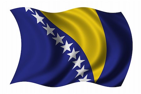 simsearch:622-02621533,k - Flag of Bosnia Herzegovina waving in the wind Stock Photo - Budget Royalty-Free & Subscription, Code: 400-04951510