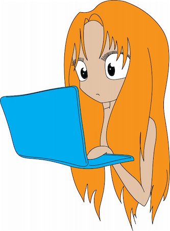 young girl at her laptop Stock Photo - Budget Royalty-Free & Subscription, Code: 400-04951876