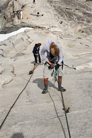 Females climbing Half Dome before the cables are up. Stock Photo - Budget Royalty-Free & Subscription, Code: 400-04952080