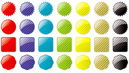 simsearch:400-05071595,k - Collection of seven different colored buttons all with a striped pattern Stock Photo - Budget Royalty-Free & Subscription, Code: 400-04952258