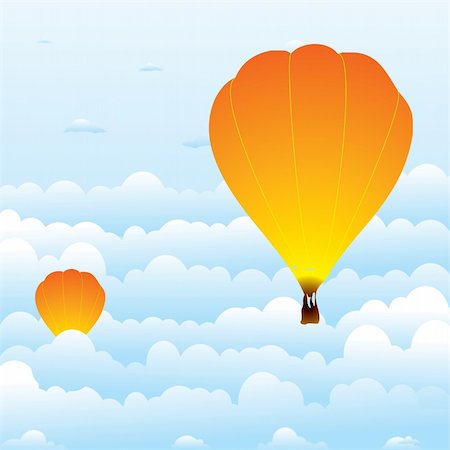 simsearch:400-05690169,k - Illustration of to hot air balloons rising through the clouds Foto de stock - Super Valor sin royalties y Suscripción, Código: 400-04952428