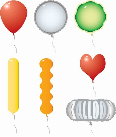 simsearch:400-05174564,k - Illustration of seven different ballons in several different colors and shapes Fotografie stock - Microstock e Abbonamento, Codice: 400-04952811