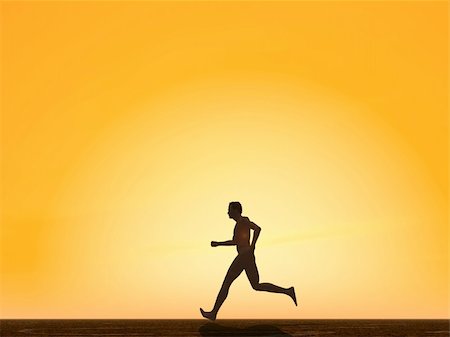 feet marathon - runner in the sunset - 3d illustration Stock Photo - Budget Royalty-Free & Subscription, Code: 400-04953285