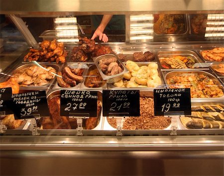 Counter with meat products and the prices Stock Photo - Budget Royalty-Free & Subscription, Code: 400-04953293