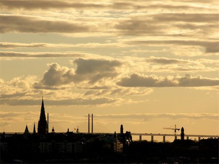 portrait of city magic sunset in natural yellow colors Fotografie stock - Microstock e Abbonamento, Codice: 400-04953364