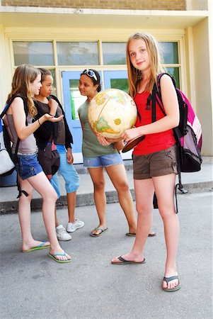 Group of young girls near school building Stock Photo - Budget Royalty-Free & Subscription, Code: 400-04953448
