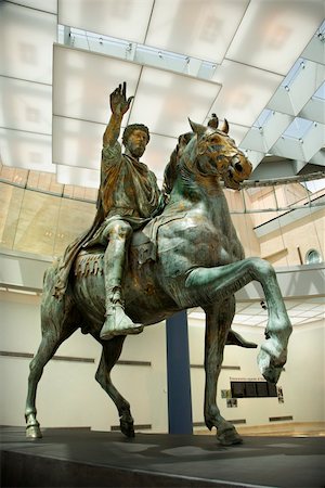 statue man horse - Marcus Aurelius on horse statue in Capitoline Museum, Rome, Italy. Stock Photo - Budget Royalty-Free & Subscription, Code: 400-04953940