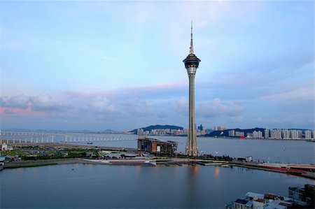 The view of Macau Tower Convention and Sai Van bridge Stock Photo - Budget Royalty-Free & Subscription, Code: 400-04964407