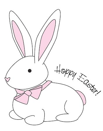 fluffy bunny floppy eared - Illustration of a cuddly bunny with a pink bow and the words hoppy easter Stock Photo - Budget Royalty-Free & Subscription, Code: 400-04964986