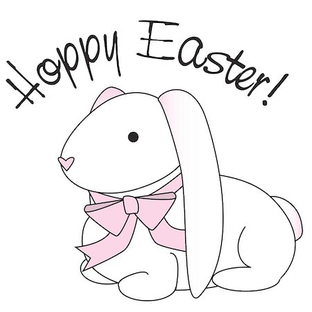 fluffy bunny floppy eared - Illustration of a floppy eared bunny with a pink bow and the words hoppy easter. Stock Photo - Budget Royalty-Free & Subscription, Code: 400-04964990