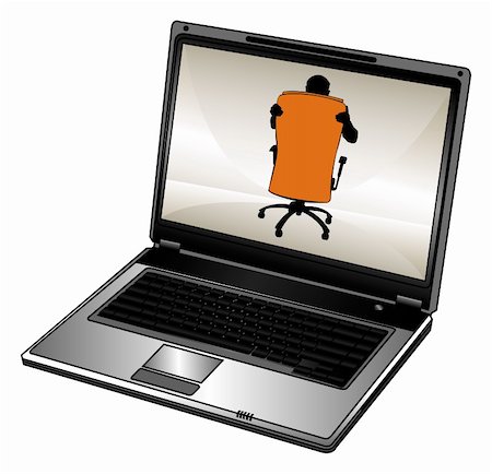 Vector humorous silhouette of businessman and opened laptop Foto de stock - Super Valor sin royalties y Suscripción, Código: 400-04965998