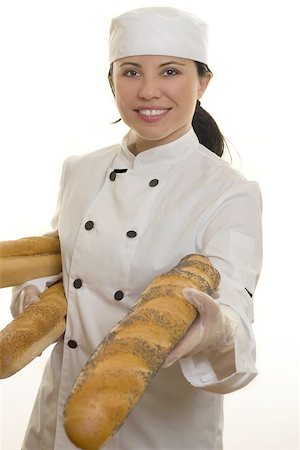 pastry chef uniform for women - Chef or foodservice worker holding seeded rolls Stock Photo - Budget Royalty-Free & Subscription, Code: 400-04966359