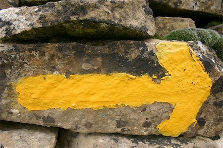 typical waymarking on the Camino de Santiago in Spain, long distance pilgrimage, Europe Foto de stock - Super Valor sin royalties y Suscripción, Código: 400-04967108