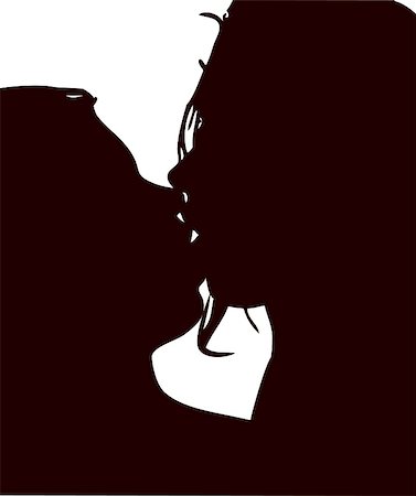 silhouette of kissing horny couple Stock Photo - Budget Royalty-Free & Subscription, Code: 400-04967704