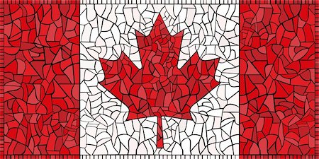 Canada national flag "The Maple Leaf" created as window-pane; original size ratio -  1:2 Stock Photo - Budget Royalty-Free & Subscription, Code: 400-04968348