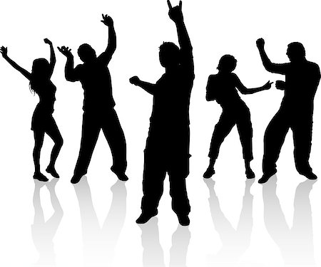 simsearch:400-04973061,k - Silhouettes of young people dancing Photographie de stock - Aubaine LD & Abonnement, Code: 400-04969291