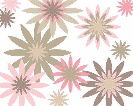 Retro brown, pink and white floral background Stock Photo - Budget Royalty-Free & Subscription, Code: 400-04960227