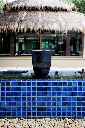 Blue ceramic pot in a water display. Stock Photo - Budget Royalty-Free & Subscription, Code: 400-04961167