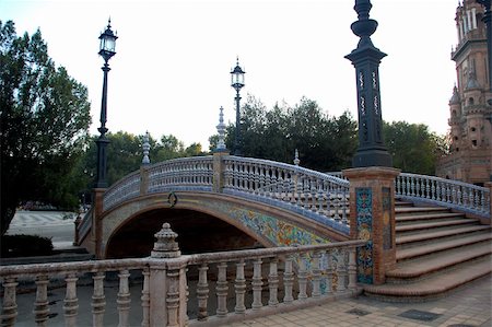 The beautiful and ancient Plaza de Espana in Seville, Andalucia, Spain Stock Photo - Budget Royalty-Free & Subscription, Code: 400-04961520