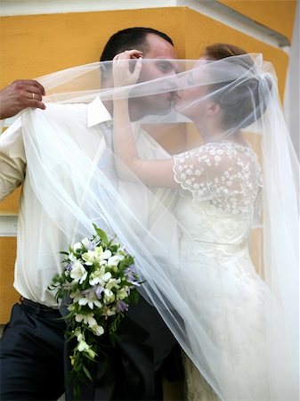 diadème - The groom and the bride kiss having closed by a veil Stock Photo - Budget Royalty-Free & Subscription, Code: 400-04961802