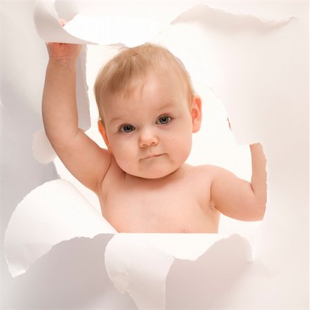 simsearch:400-04436228,k - little cute girl breaking through white paper Stock Photo - Budget Royalty-Free & Subscription, Code: 400-04962046