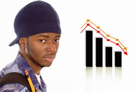 This is an image of student with a dropping graph in the background. Foto de stock - Royalty-Free Super Valor e Assinatura, Número: 400-04963007