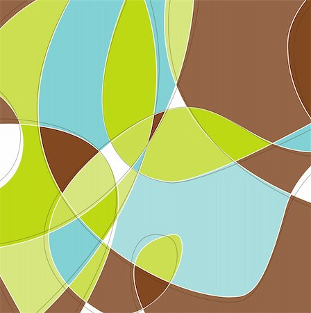 simsearch:400-03932904,k - Retro Swirl Loopy Background of stylish, aqua blue green and brown shapes. Easy-edit layered vector file--No transparencies or strokes! Fotografie stock - Microstock e Abbonamento, Codice: 400-04963476