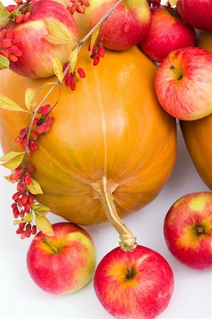 simsearch:400-03939805,k - Colorful still-life of fresh autumn harvest. On white background Photographie de stock - Aubaine LD & Abonnement, Code: 400-04963570