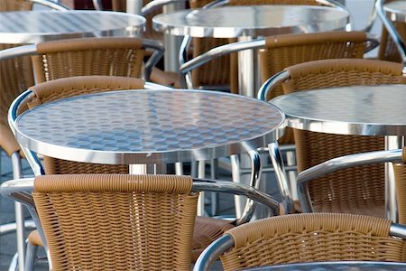 Tables and chairs in the alfresco cafe Stock Photo - Budget Royalty-Free & Subscription, Code: 400-04974201