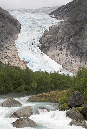 Cascading stream at Briksdal glacier - Jostedalsbreen national park, Norway Stock Photo - Budget Royalty-Free & Subscription, Code: 400-04974430