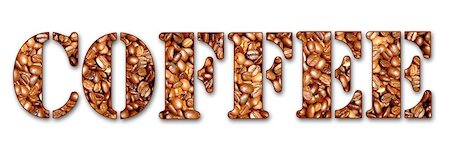 pictures of coffee beans and berry - Coffee beans letters with outline and shadow Stock Photo - Budget Royalty-Free & Subscription, Code: 400-04974448