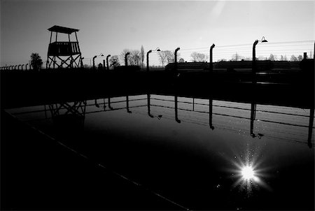 simsearch:400-04470103,k - Fense and pool in Nazi extermination camp Birkenau Photographie de stock - Aubaine LD & Abonnement, Code: 400-04975509