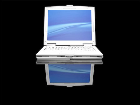 simsearch:400-04973534,k - 3D render of a white laptop on a black background Stock Photo - Budget Royalty-Free & Subscription, Code: 400-04976434
