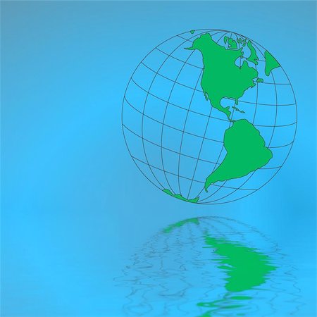 The globe reflected in water Stock Photo - Budget Royalty-Free & Subscription, Code: 400-04976699