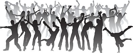 Silhouette of a huge crowd of people dancing Stock Photo - Budget Royalty-Free & Subscription, Code: 400-04977031